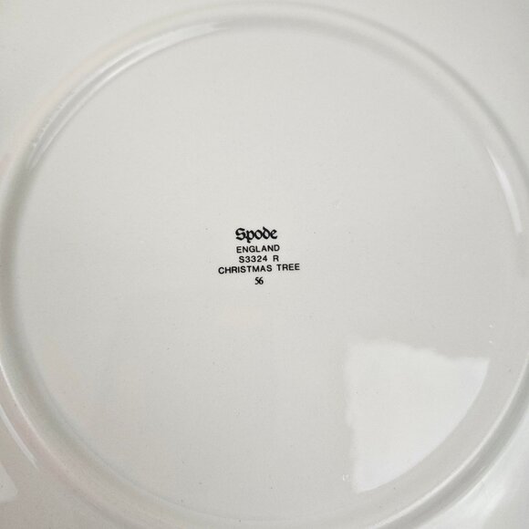 Spode Christmas Tree Handled Cake Plate S3324 R England Green Trim Indent - Picture 10 of 10